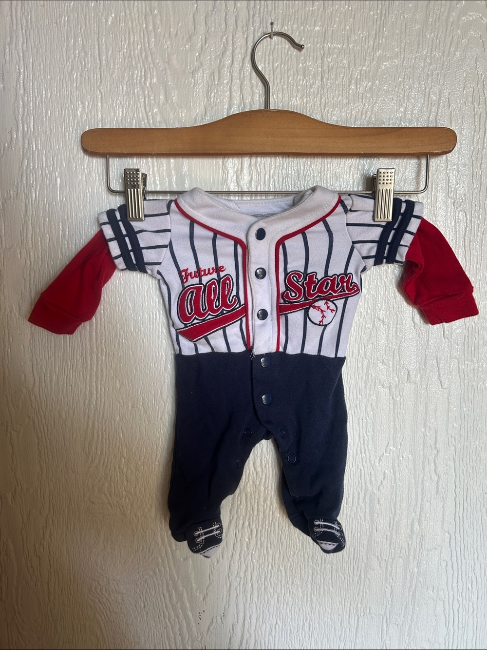BabiesRUs Red, White & Navy Baseball-Style One-Piece 2k vintage